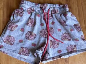 Strawberry shortcake Casual Fleece Draw String Shorts Gray Small